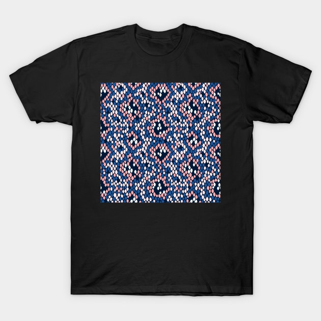 Snakeskin Pattern (Blue and Pink) T-Shirt by illucalliart